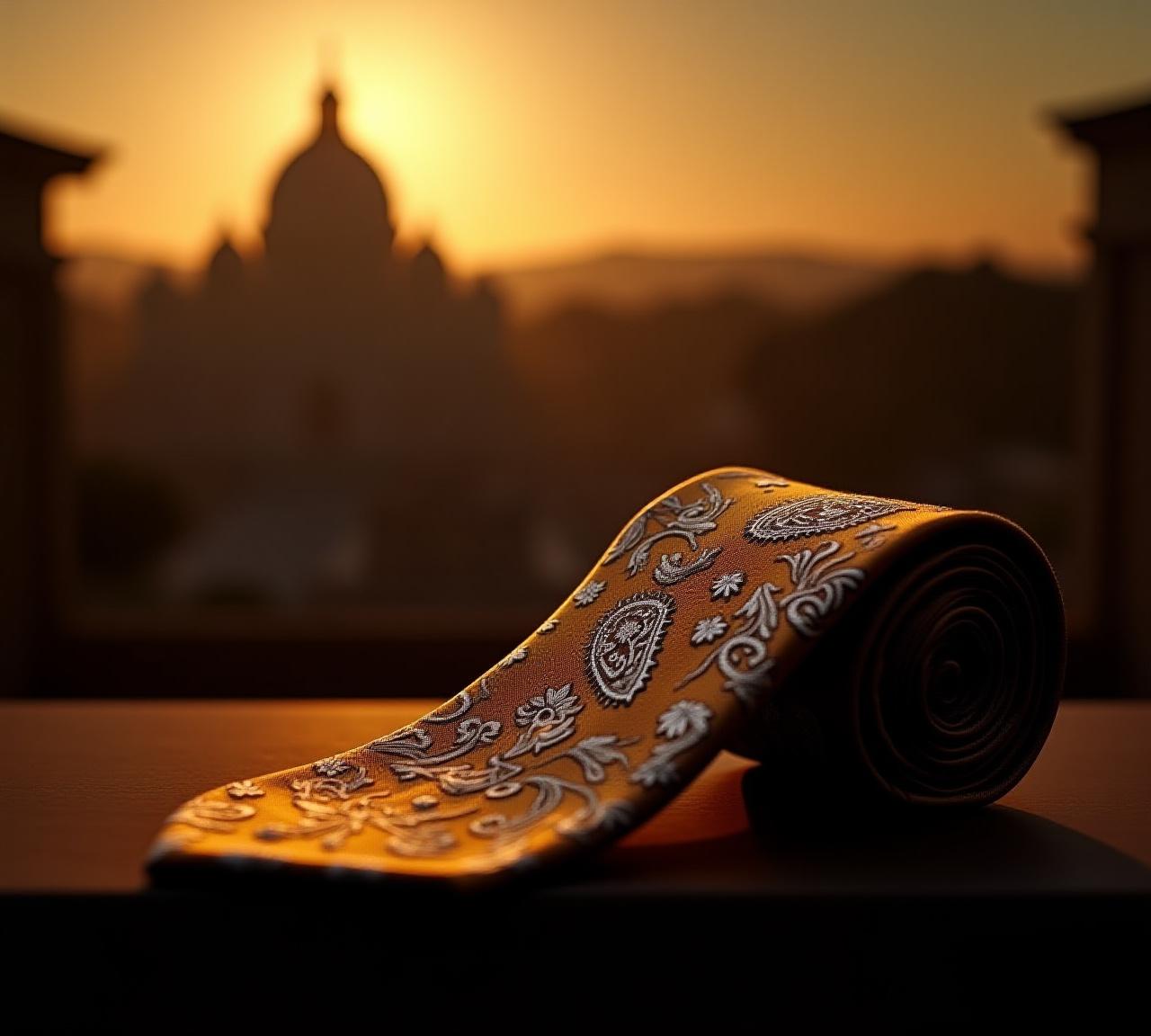 Cravatta sartoriale in seta su sfondo di Roma